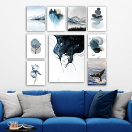 Wallity Set de 9 Cuadros Decorativos Multicolor en MDF